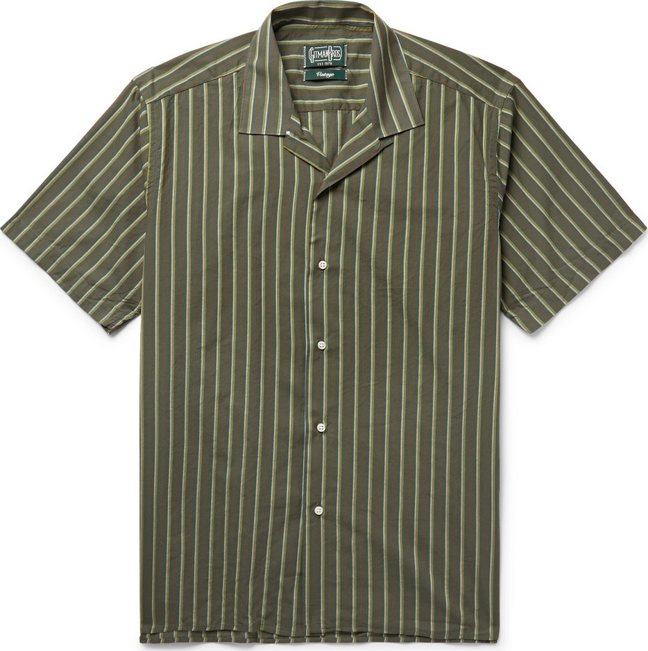 Gitman Vintage Camp-Collar Striped Cotton and Silk-Blend Shirt