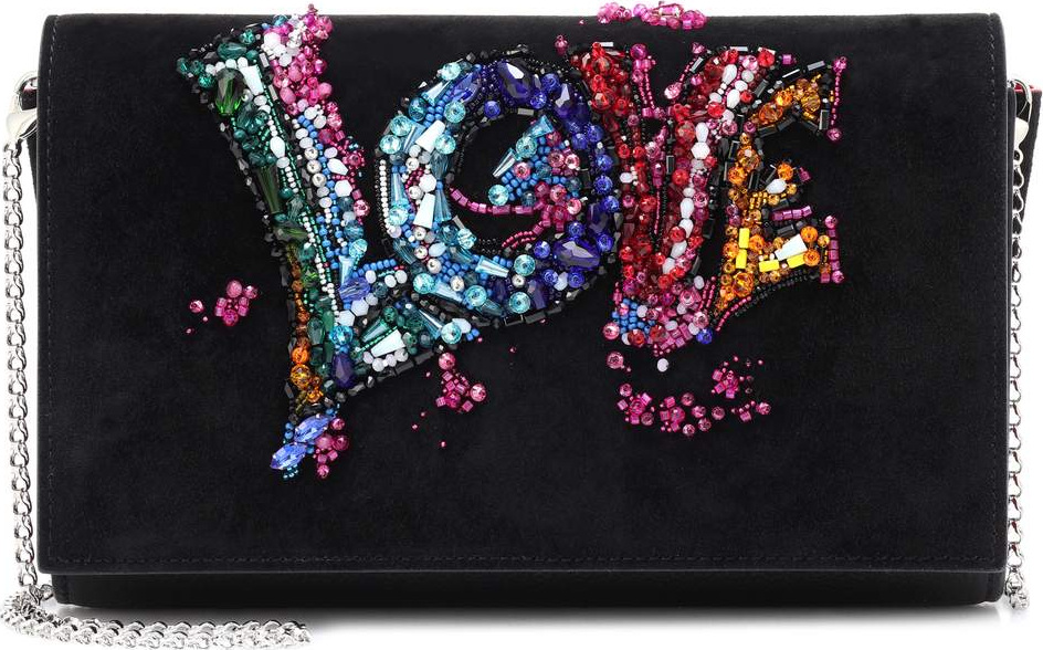 Christian Louboutin Paloma embellished suede clutch