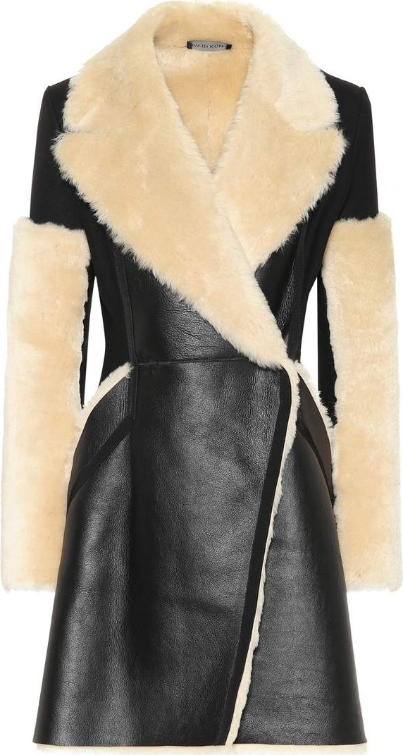 David Koma Leather and shearling coat