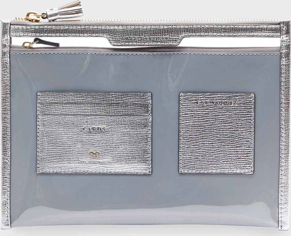 Anya Hindmarch Metallic Safe Deposit Clear Zip Pouch Bag