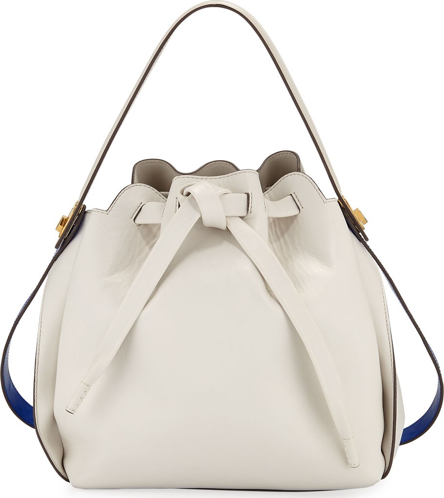 Anya Hindmarch Shoelace Drawstring Small Bucket Bag, Gray