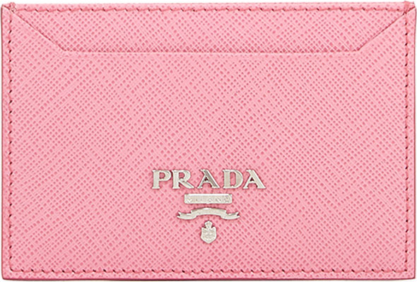 Prada Saffiano Metal Oro Card Case, Pink (Begonia)