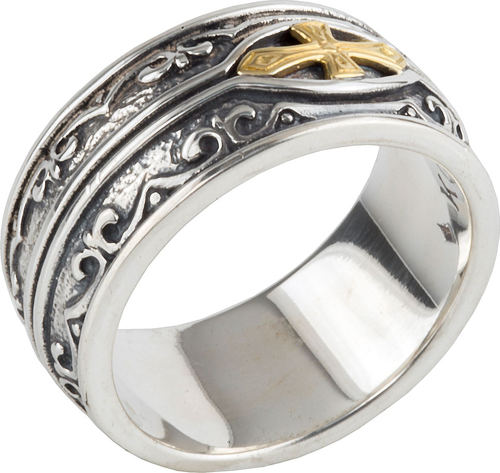 Konstantino Men's Sterling Silver & 18K Gold Cross Ring