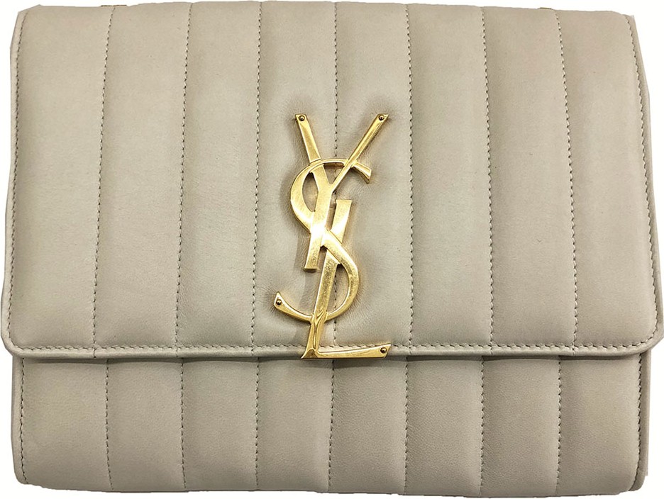 Saint Laurent Vicky Monogram YSL North/South Quilted Leather Wallet on Chain