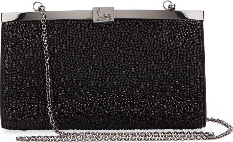 Christian Louboutin Palmette Small Crystal Suede Clutch Bag