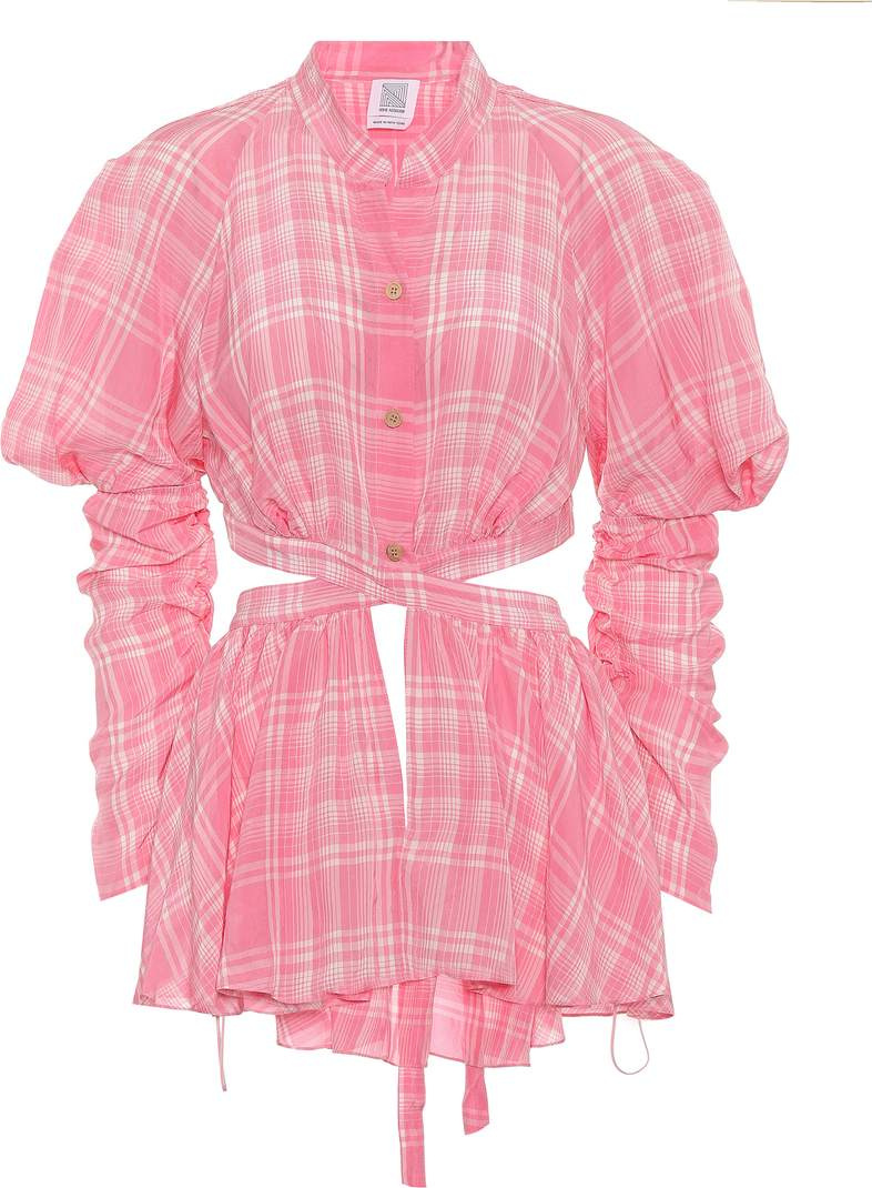 Rosie Assoulin Plaid voile blouse