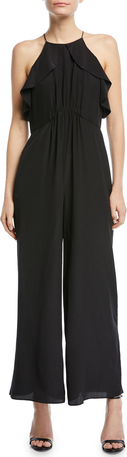 Zimmermann Sleeveless Ruffled-Frill Wide-Leg Silk Jumpsuit