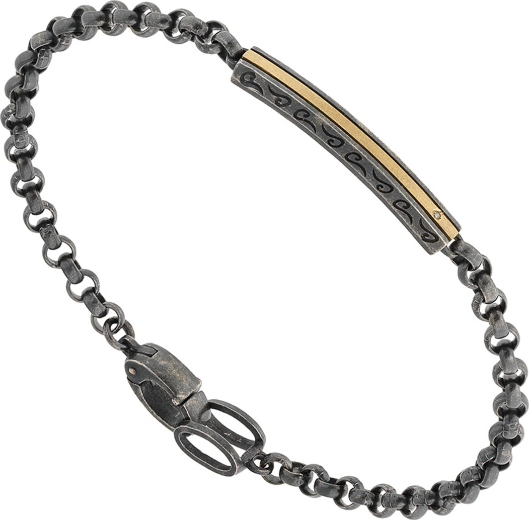 Marco Dal Maso Ara Oxidized Sterling Silver Bracelet with Champagne Diamond