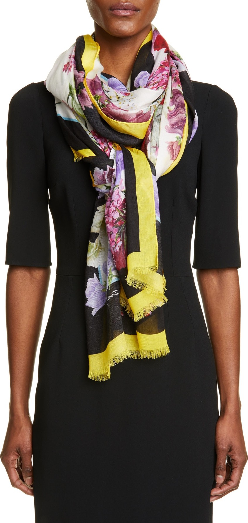 Dolce & Gabbana Floral Print Modal & Cashmere Scarf