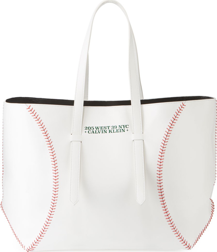 Calvin Klein 205W39NYC The Catch Baseball Calf Leather Tote Bag