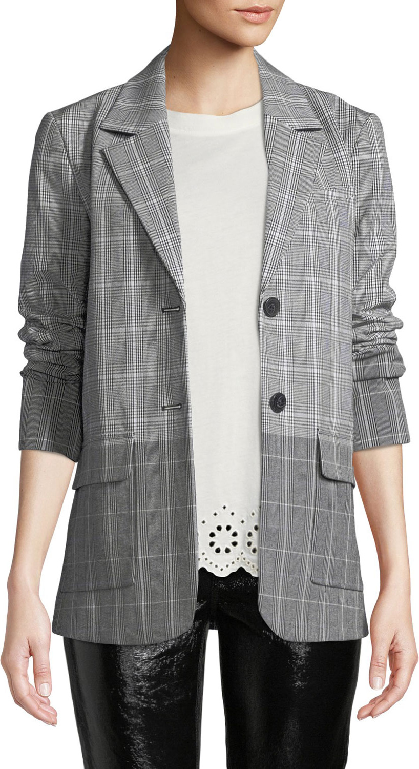 Derek Lam 10 Crosby Oversized Flannel Check Two-Button Blazer