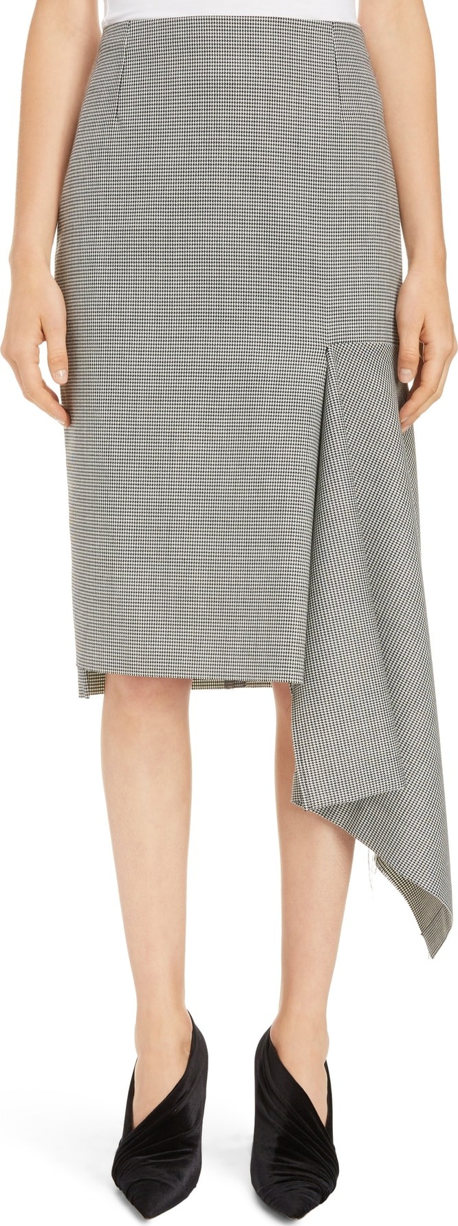 Balenciaga Houndstooth Godet Midi Skirt Balenciaga Houndstooth Godet Midi Skirt