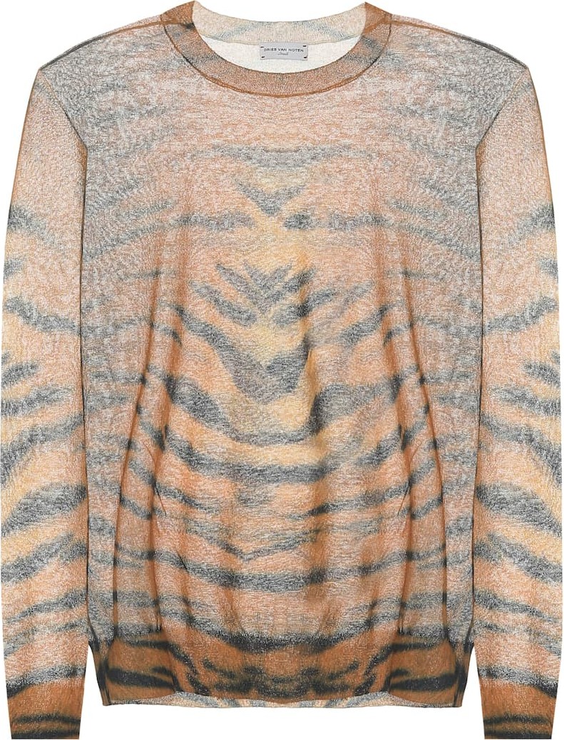 Dries Van Noten Tiger cotton-blend sweater
