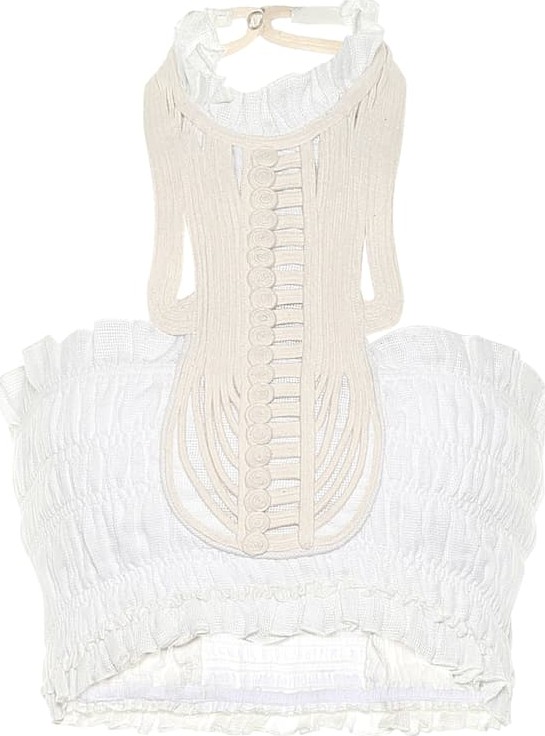 Isabel Marant Gytha halterneck linen crop top