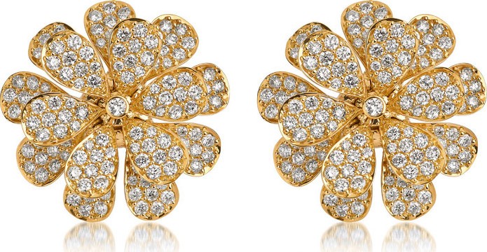 Hueb Secret Garden 18k Gold & Diamond Flower Stud Earrings