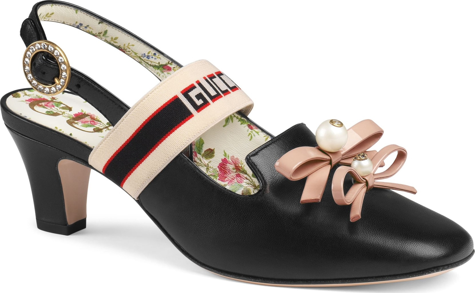 Gucci Logo Strap Slingback Pump