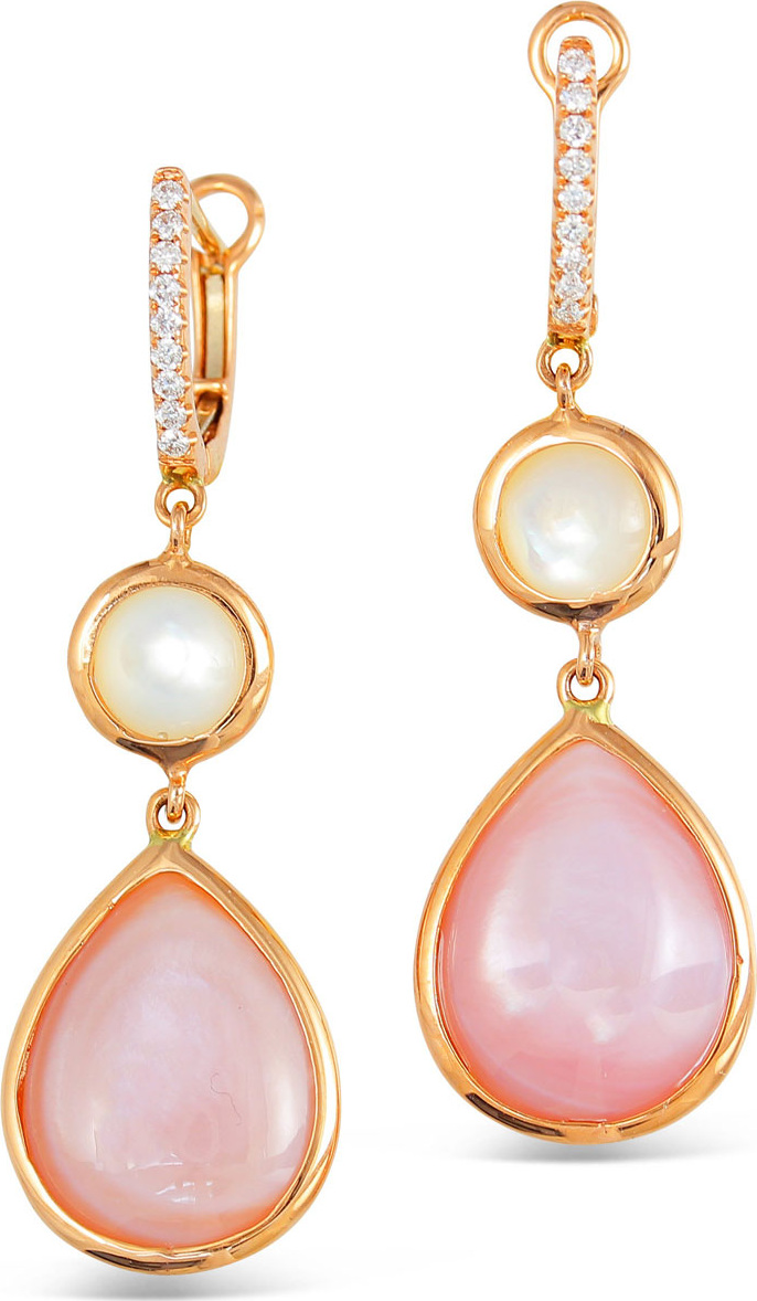 Frederic Sage Luna 18k Rose Gold White/Pink Mother-of-Pearl Earrings