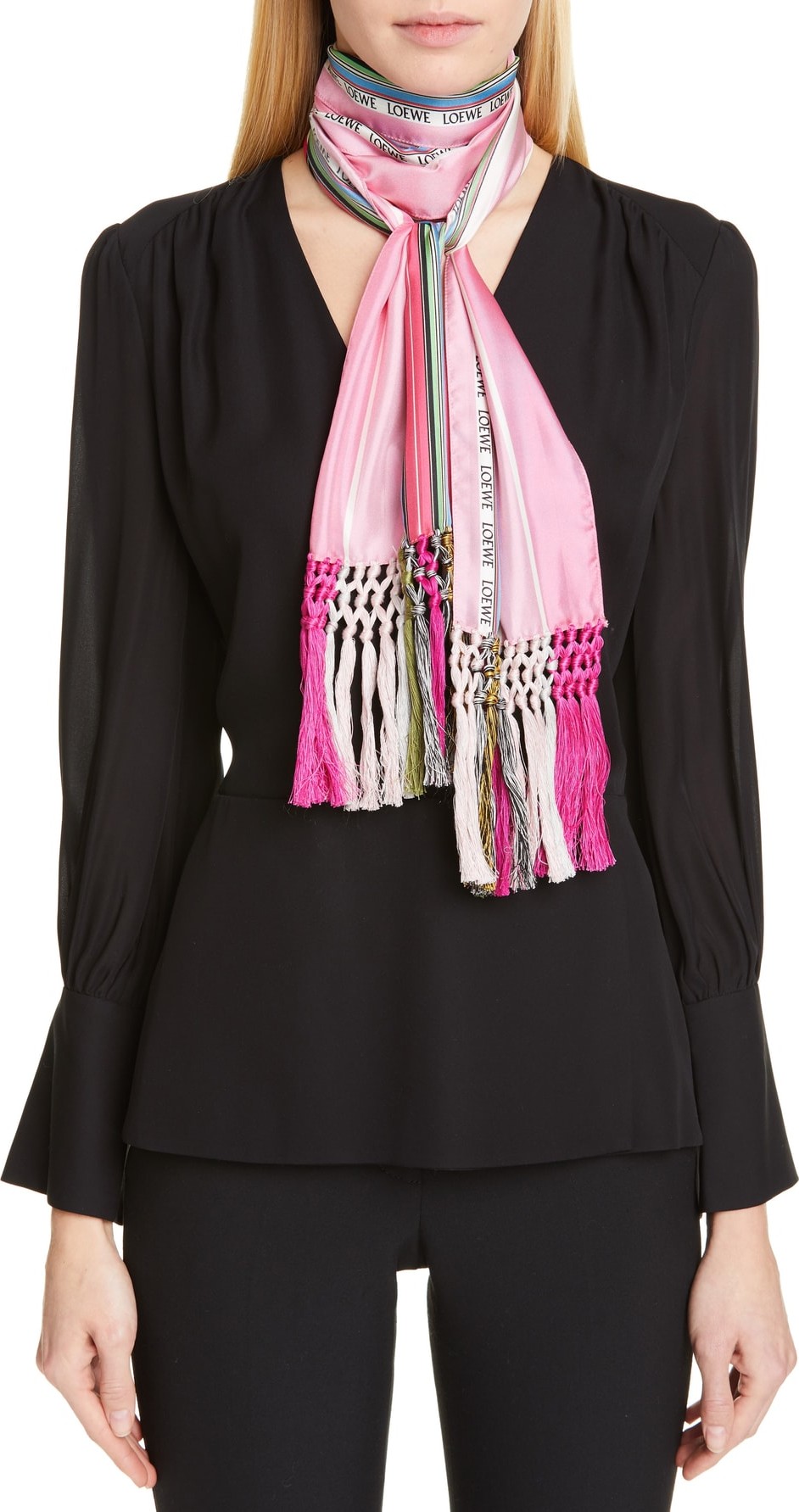 LOEWE Stripe Silk Scarf