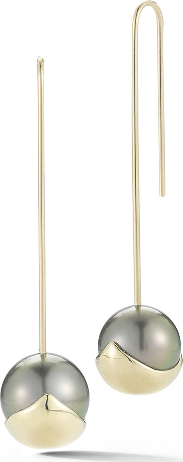 Mizuki Fluid Pearl Bar Drop Earrings