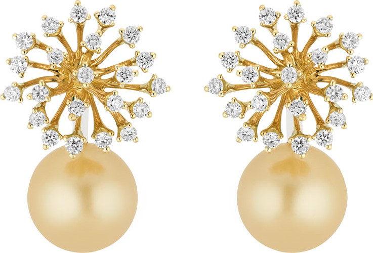 Hueb Luminus 18k Gold Diamond & Pearl Drop Earrings