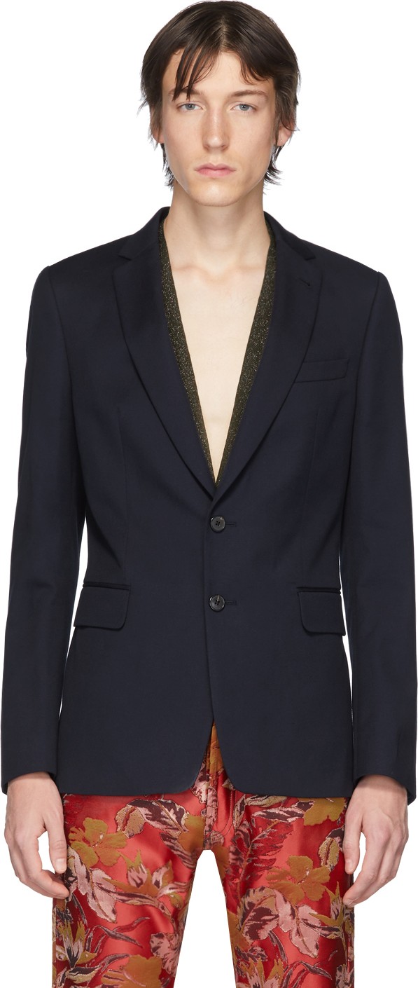 Dries Van Noten Navy Wool Blaine Blazer