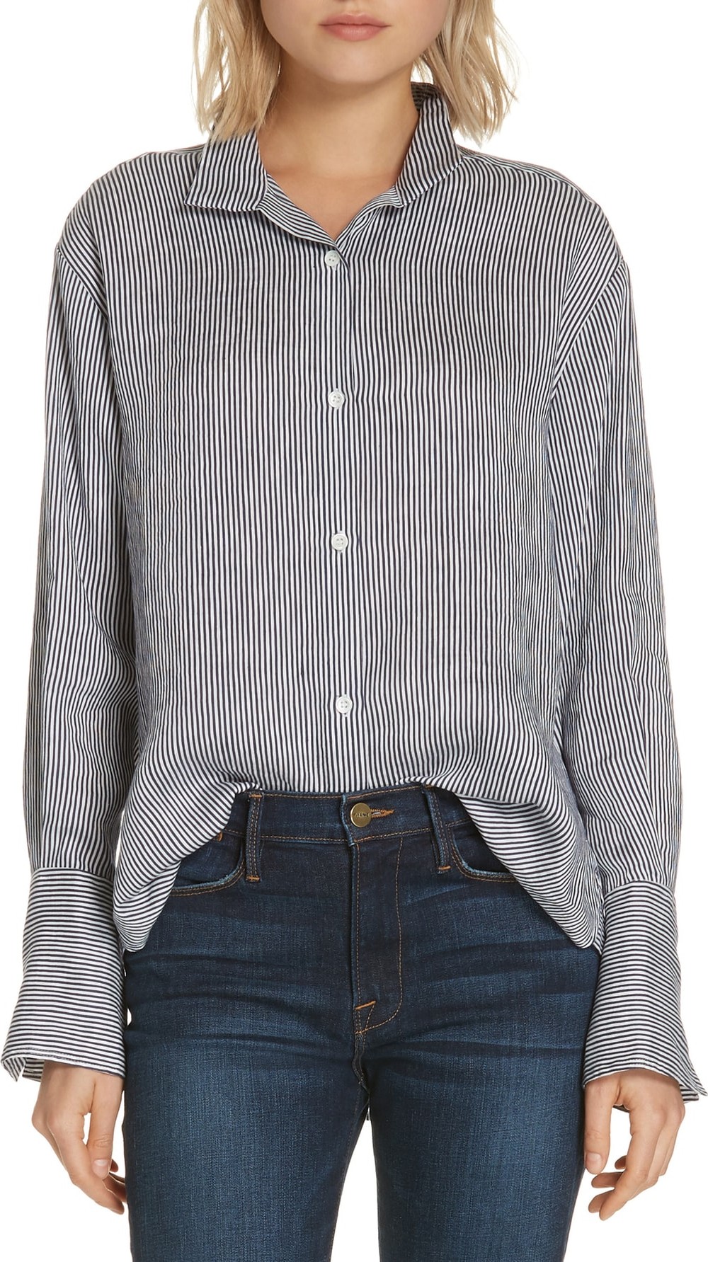 FRAME DENIM Stripe Linen Blend Shirt