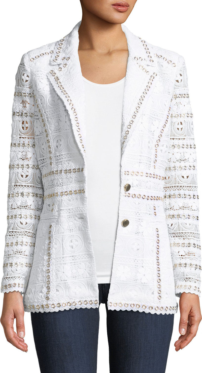 Berek Studded-Trim Eyelet Blazer