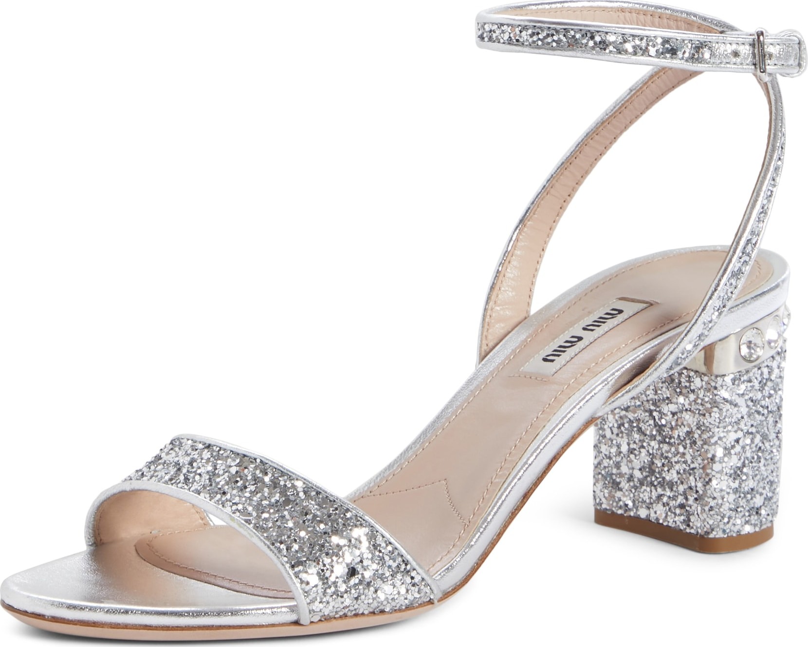 Miu Miu Jewel Heel Embellished Sandal