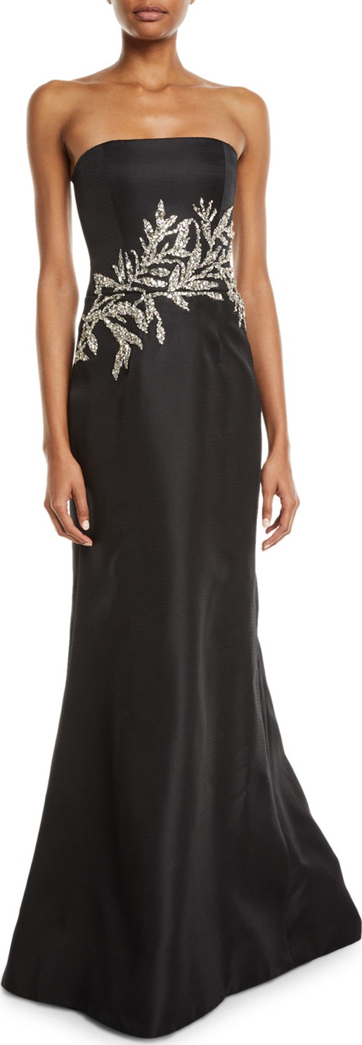Carolina Herrera Crystal-Embellished Strapless Gown