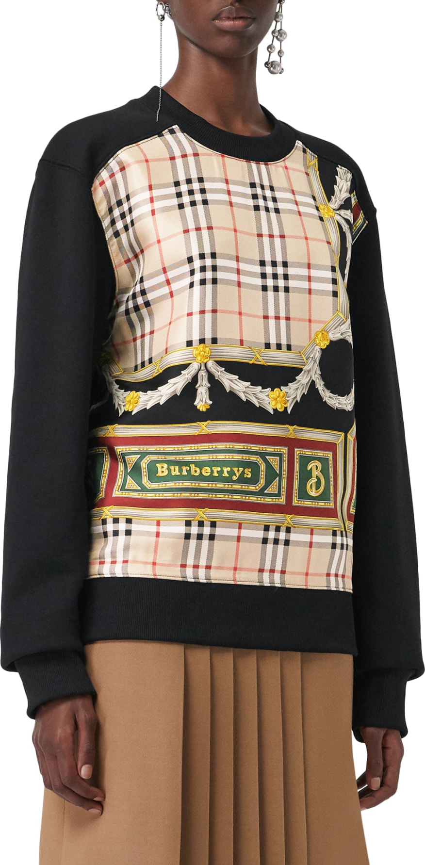 Burberry London England Glenmore Archive Scarf Print Panel Sweatshirt