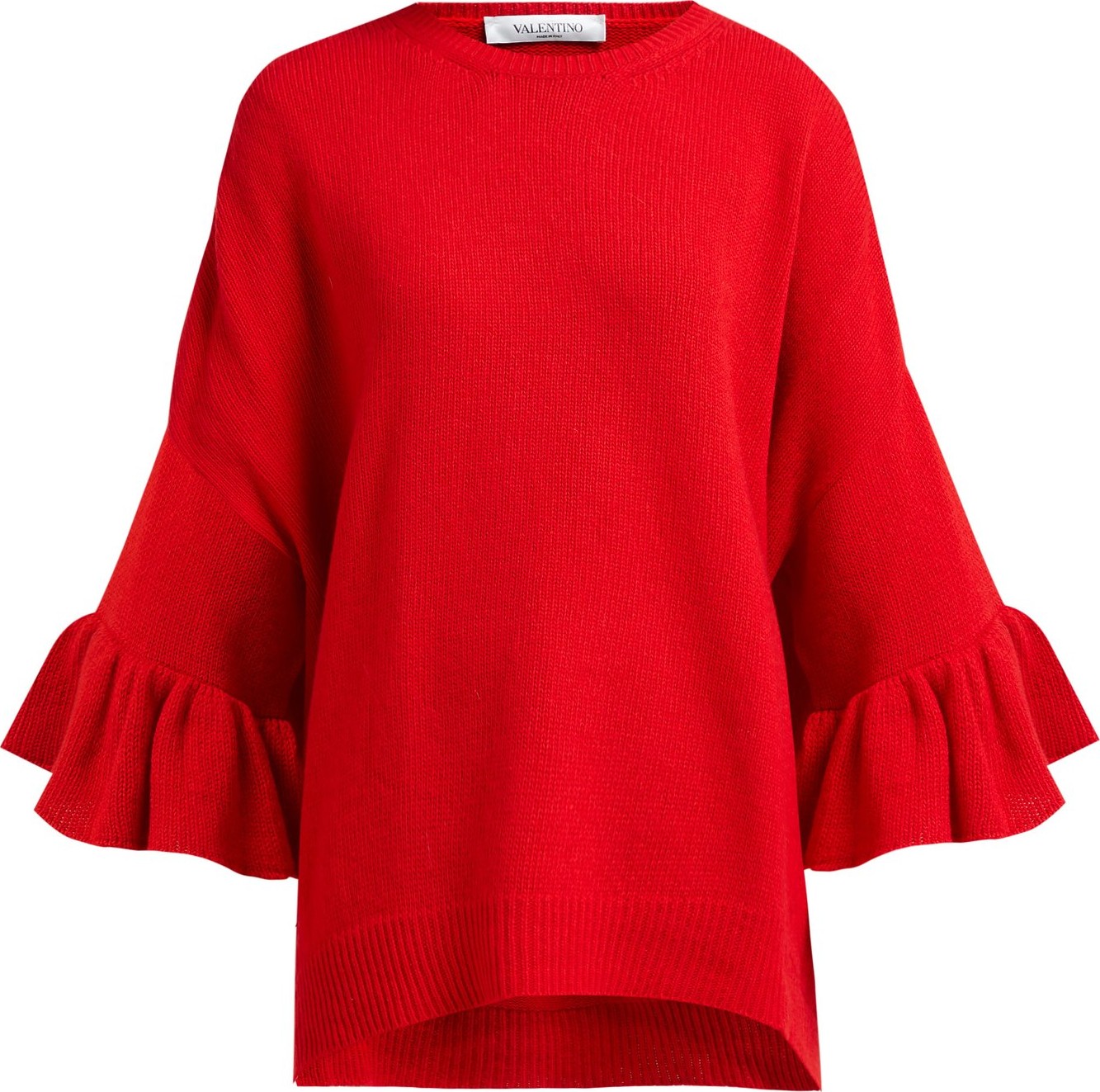 Valentino Ruffled-cuff virgin wool-blend sweater