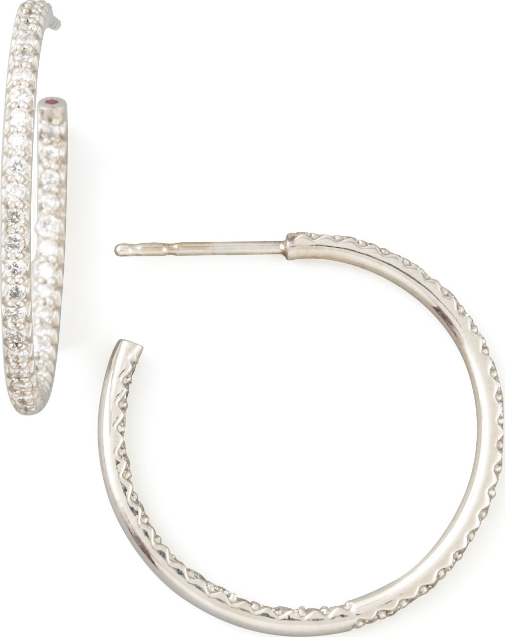 Roberto Coin 25mm White Gold Diamond Hoop Earrings, 0.8ct