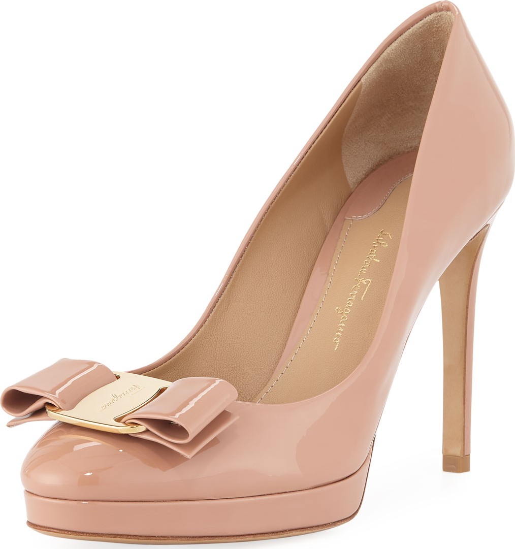 Salvatore Ferragamo Osimo Patent Platform Bow Pumps Salvatore Ferragamo Osimo Patent Platform Bow Pumps