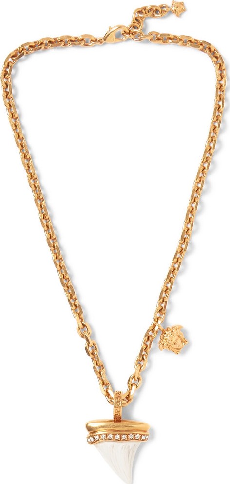 Versace Gold-Tone, Crystal and Shark Tooth Necklace