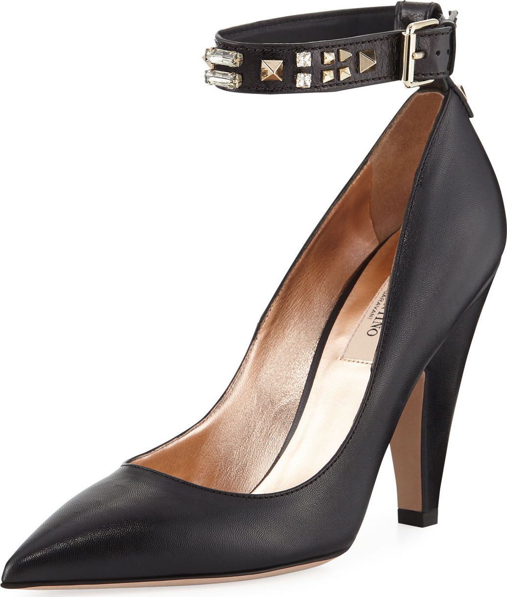 Valentino Precious Napa Ankle-Wrap Pumps