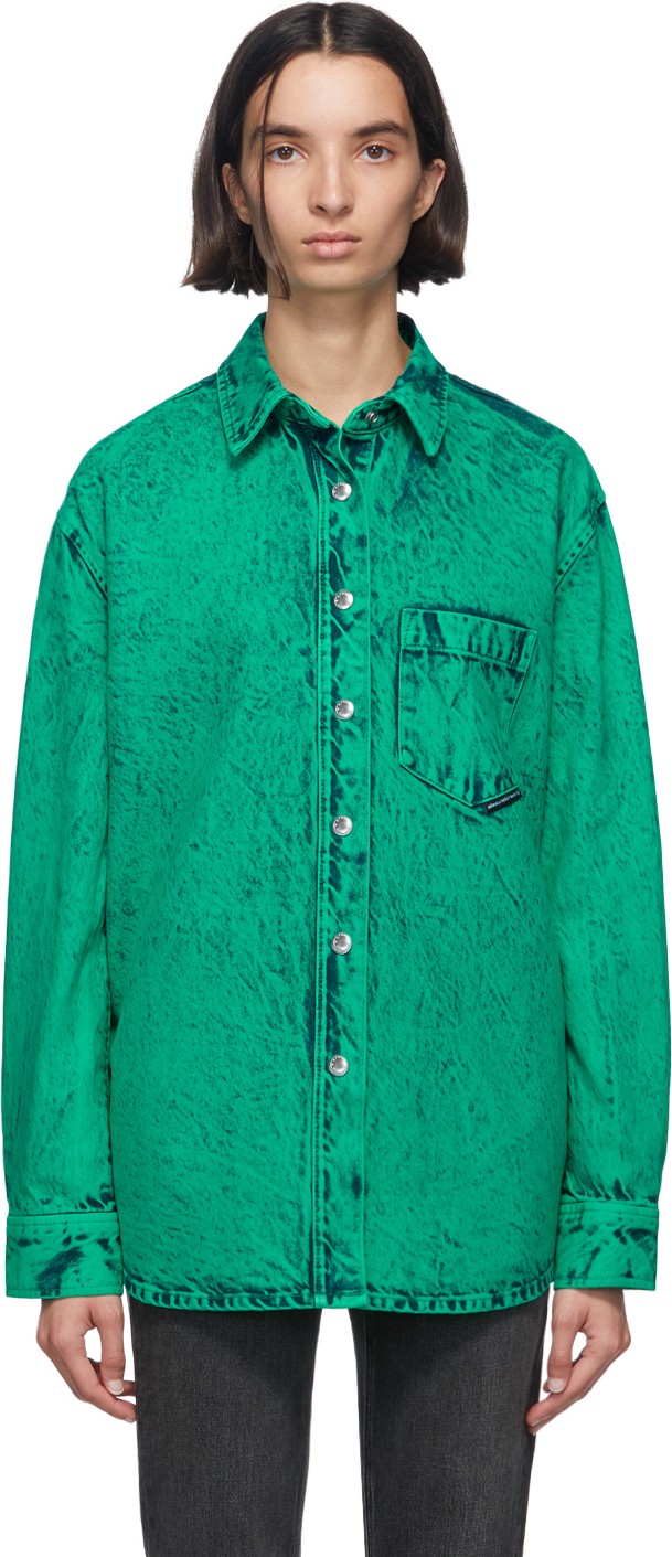 Alexander Wang Green Denim Oversized Shirt