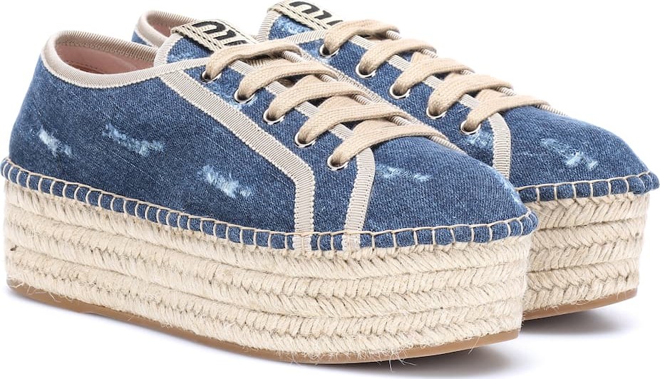 Miu Miu Denim espadrille platform sneakers