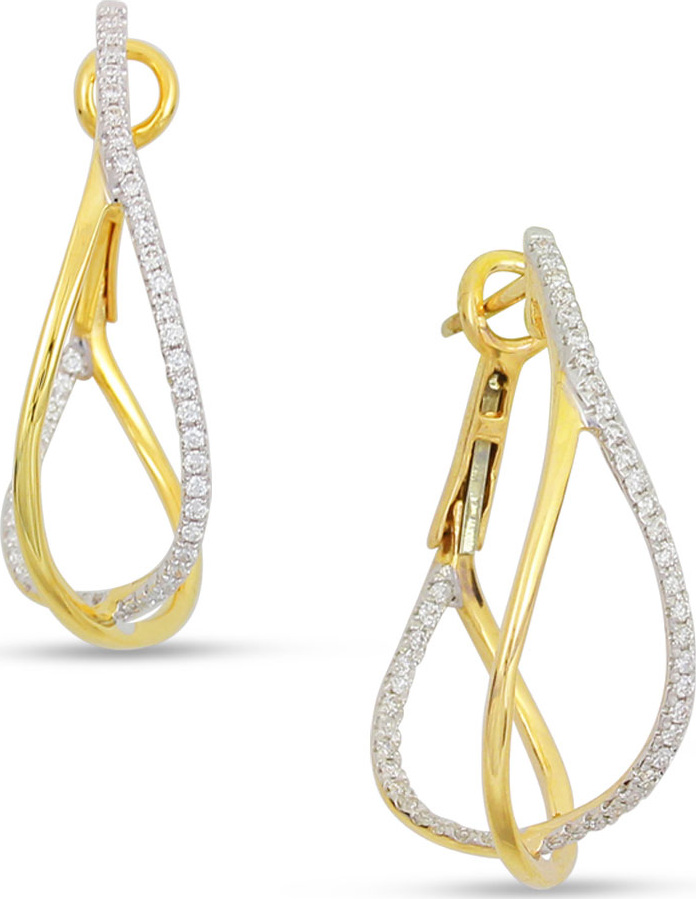 Frederic Sage 18k 2-Tone Diamond Crossover Hoop Earrings