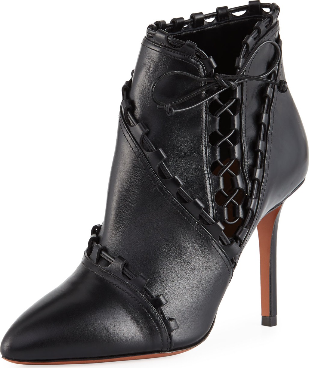 Alaïa Side-Lace Ankle Booties