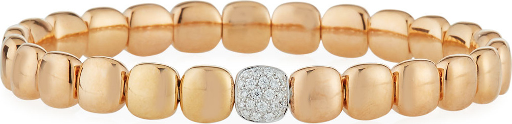 ZYDO 18k Rose Gold Stretch Bracelet w/ Diamond Station