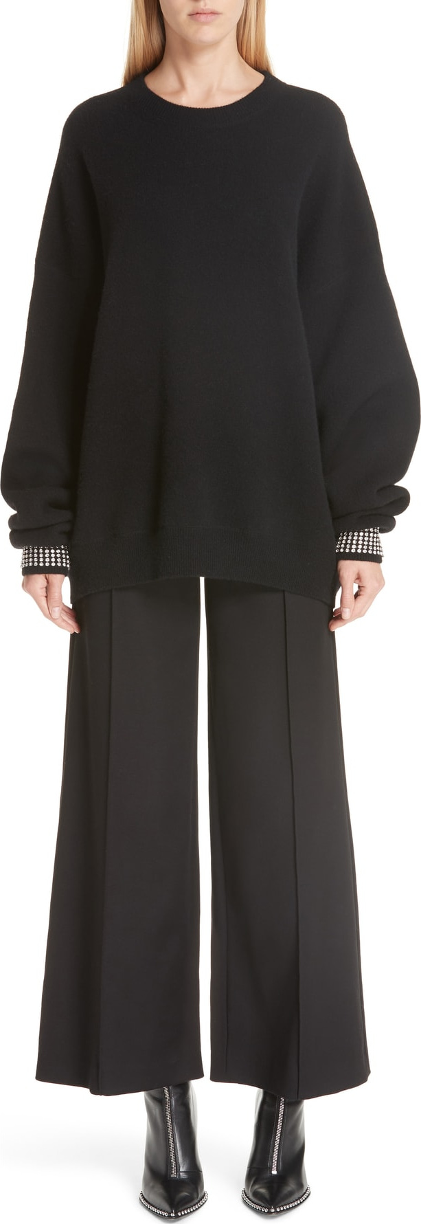Alexander Wang Crystal Cuff Wool Blend Sweater