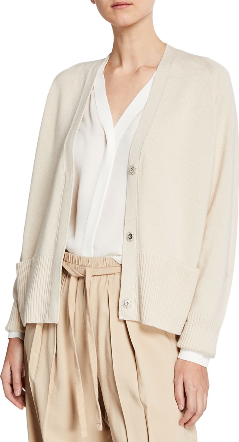 Vince Wool/Cashmere Raglan Snap-Front Cardigan