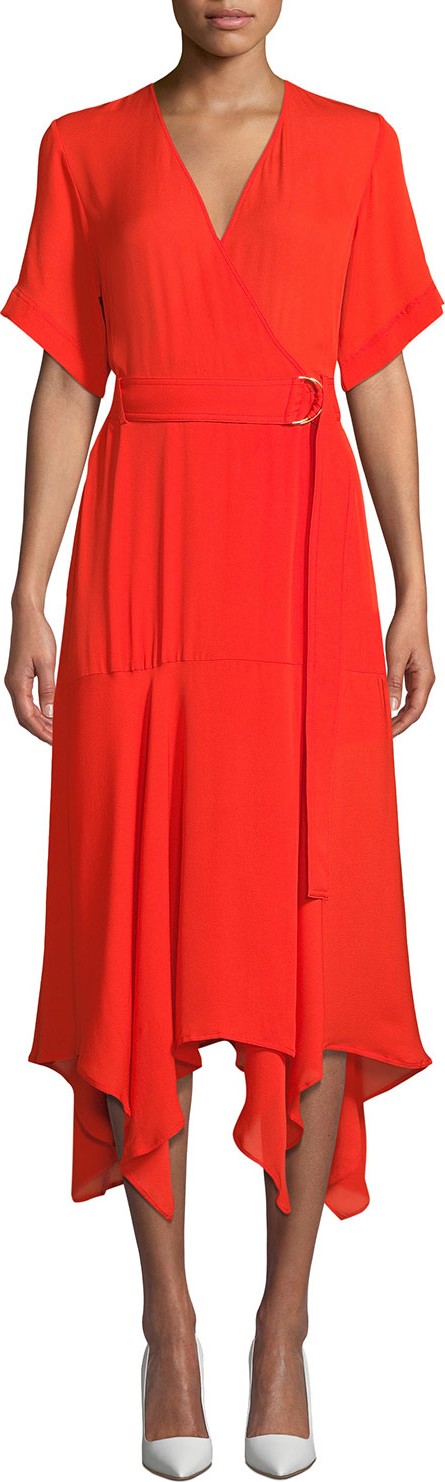 A.L.C. Claire Belted Handkerchief Silk Dress