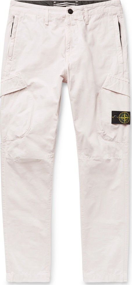 Stone Island Tapered Logo-Appliquéd Brushed-Cotton Cargo Trousers