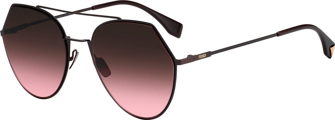 Fendi Eyeline Mitered Aviator Sunglasses