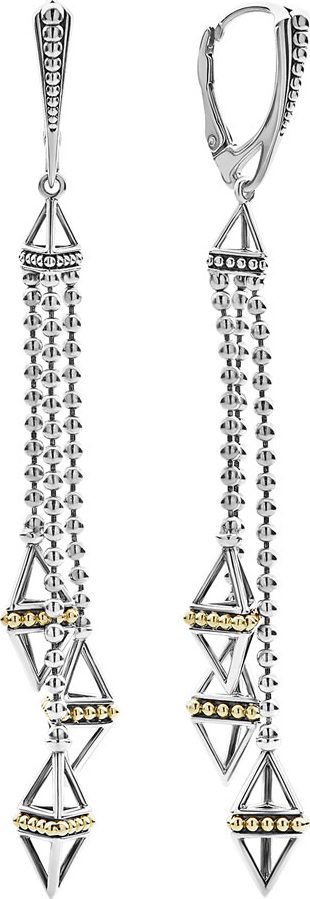 LAGOS KSL Silver & 18k Gold Triple Pyramid Tassel Earrings