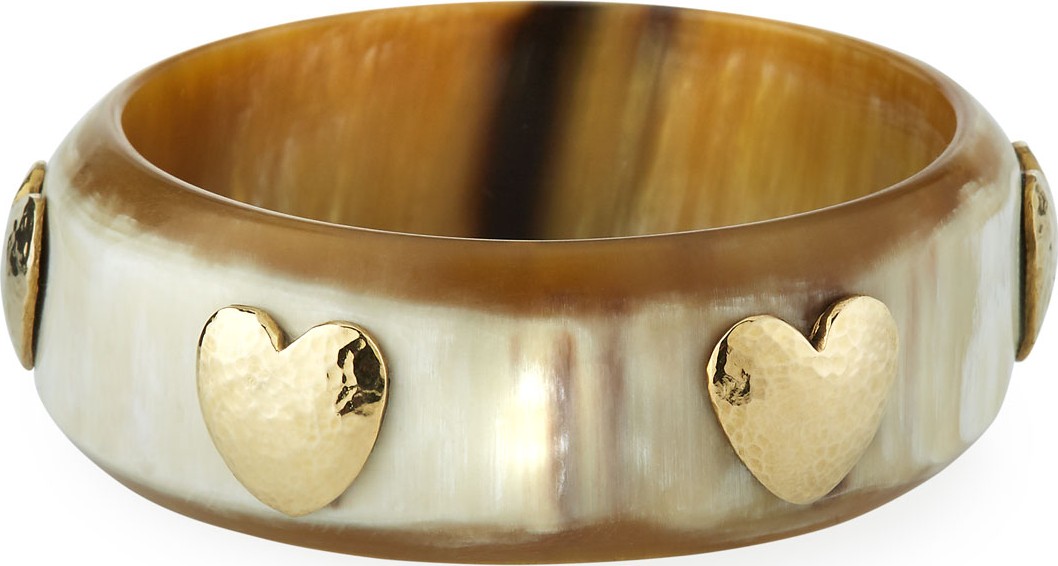 Ashley Pittman Milele Heart Bangle in Light Horn
