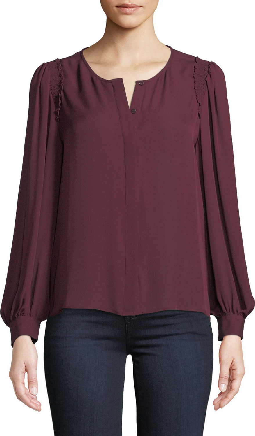 PAIGE Ambrosine Silk Button-Front Top
