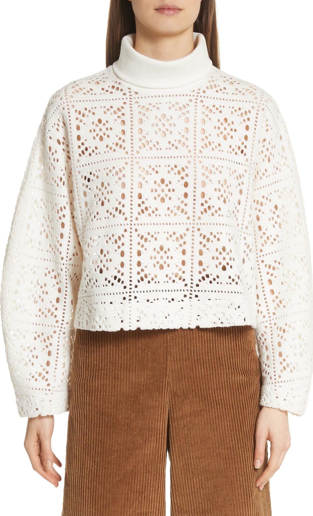 See By Chloé Lace Turtleneck Sweater