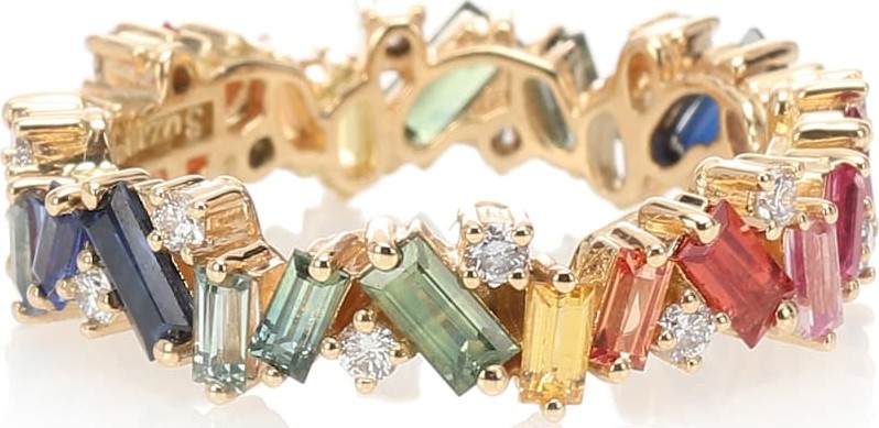 Suzanne Kalan Rainbow Frenzy 18kt gold, diamond and sapphire ring